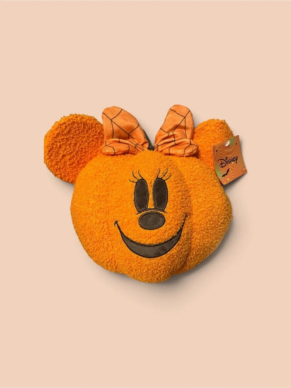 Disney Orange Minnie Pumpkin Plush Pillow with Bow